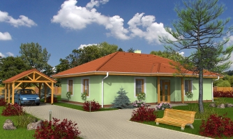 Klassisches Bungalow-Einfamilienhaus mit Walmdächern, auch für schmälere Grundstücke geeignet.